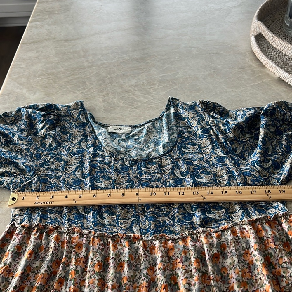 NATURAL LIFE Blue and Orange Mixed Floral Maxi Dress - Picture 7 of 9